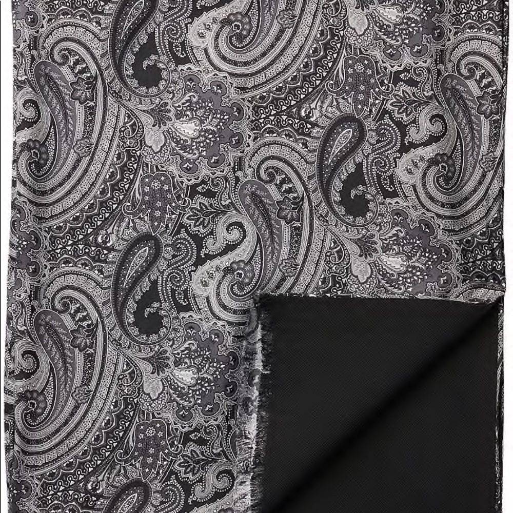JosABank Scarf - Black & Grey Paisley, Silk & Wool - Picture 2 of 3